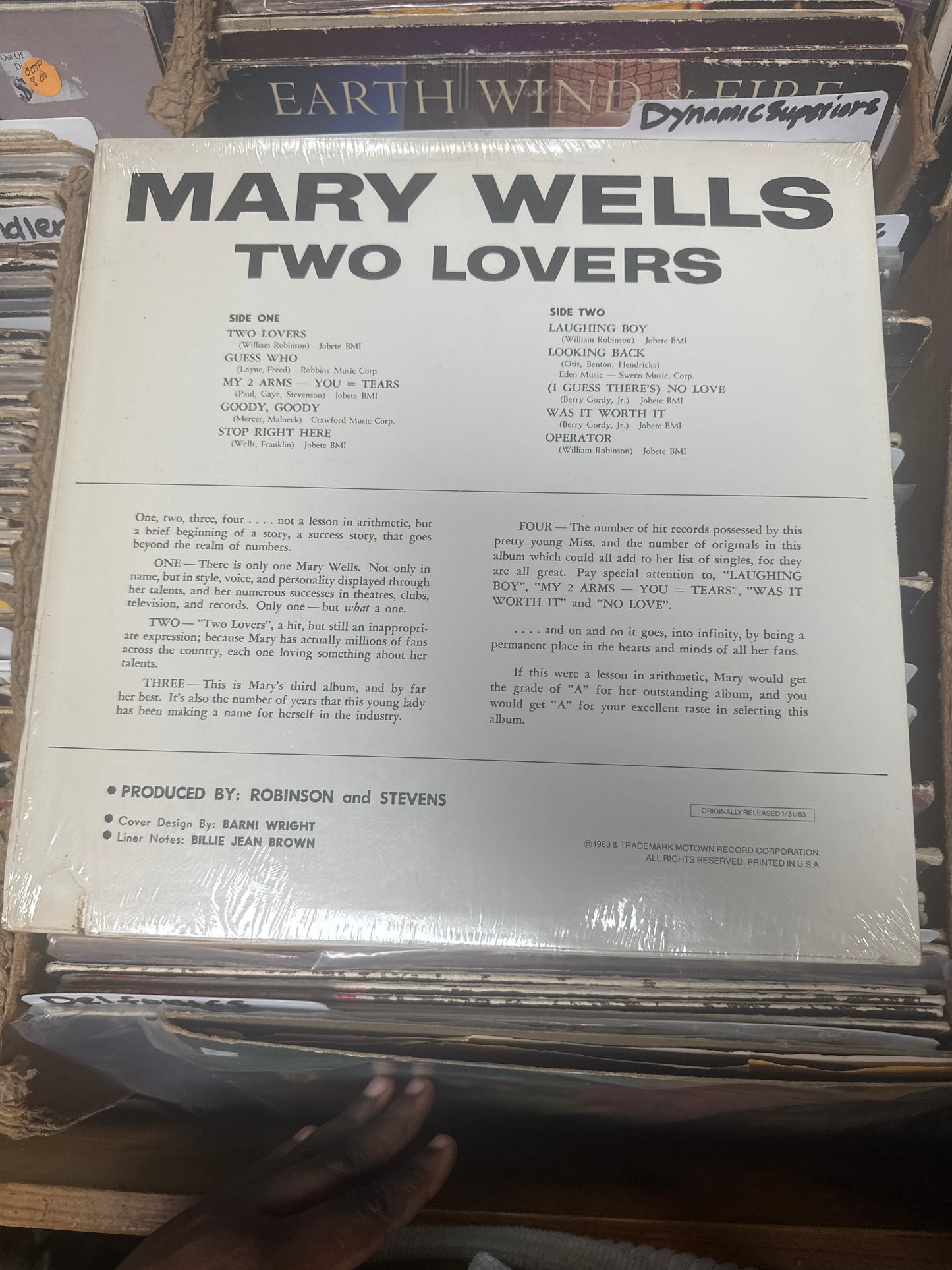 Mary Wells – Two Lovers M5-221V1 Vinyl LP VG+/VG+