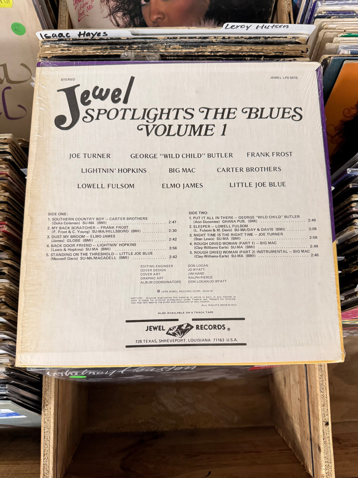 Various – Jewel Spotlights The Blues Volume 1 Vinyl LP VG+/VG+