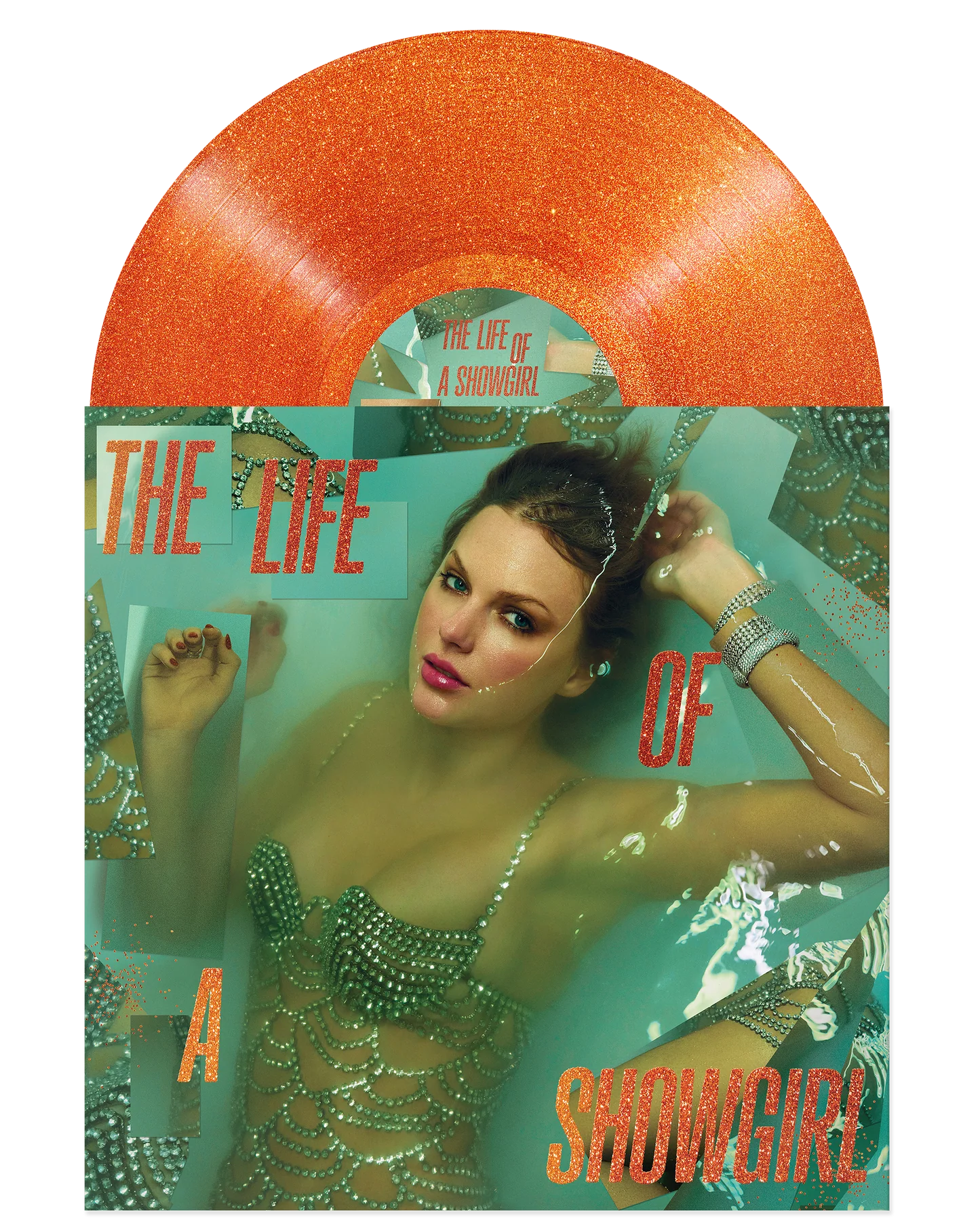 Taylor-Swift The Life Of A Showgirl Sweat And Vanilla Perfume Portofino Orange Glitter Vinyl LP 10-3-25