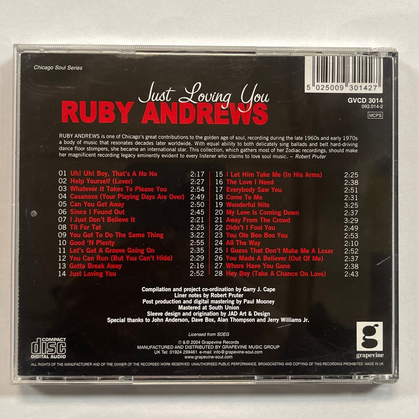 Ruby Andrews – Just Loving You (The Zodiac Sessions 1967 - 1973) CD VG+/VG+