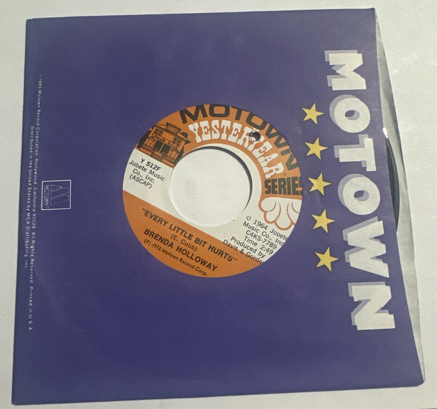 Brenda Holloway – Every Little Bit Hurts / Just Look What You've Done 7" Vinyl Y 512F VG+