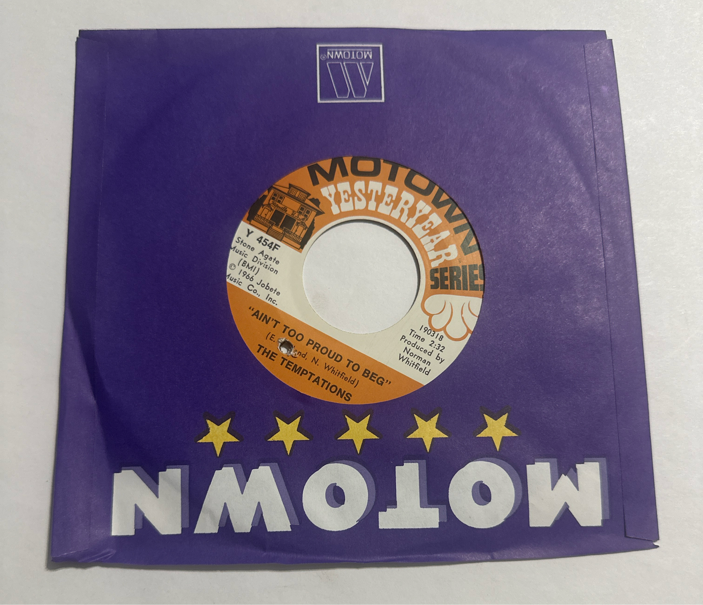 The Temptations – Get Ready / Ain't Too Proud To Beg – Y 454F 7" Vinyl VG+