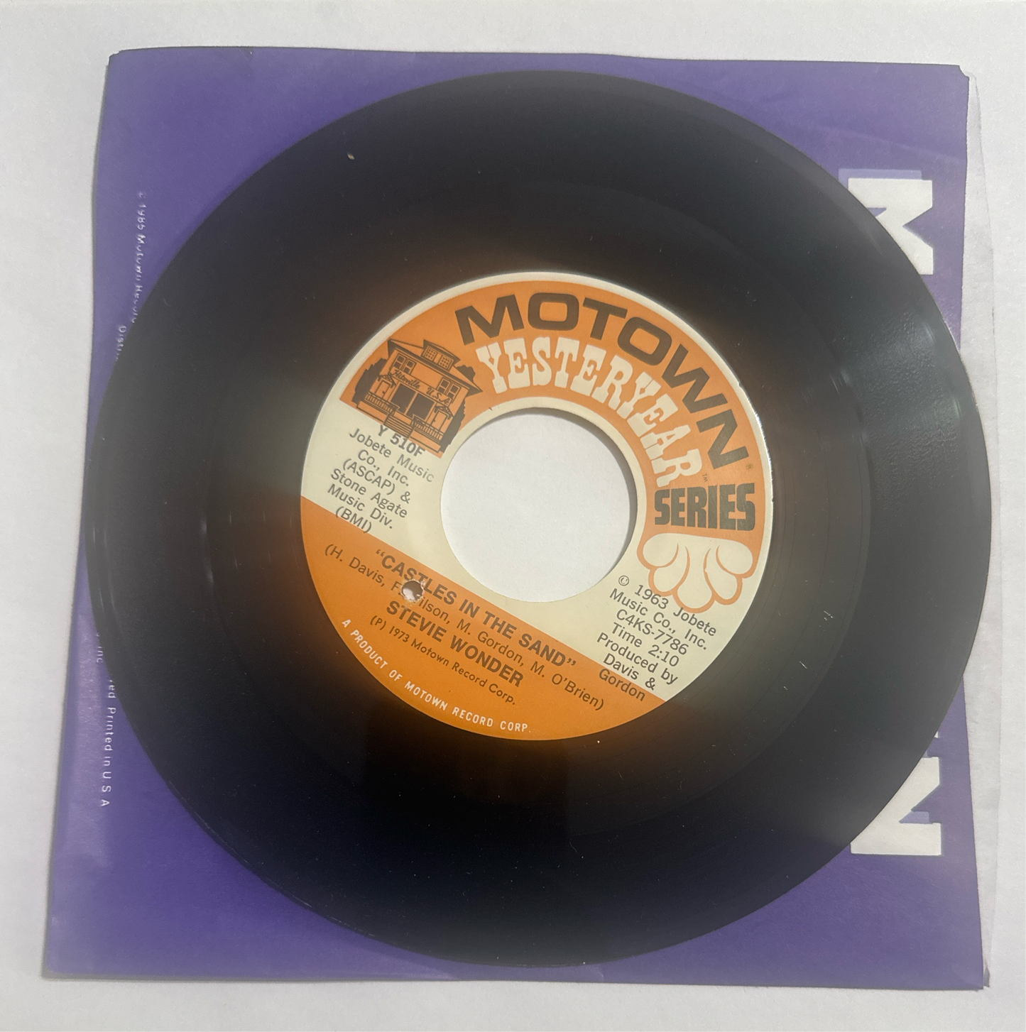 Stevie Wonder – Uptight (Everything's Alright) / Castles In The Sand 7" Vinyl Y 510F VG+