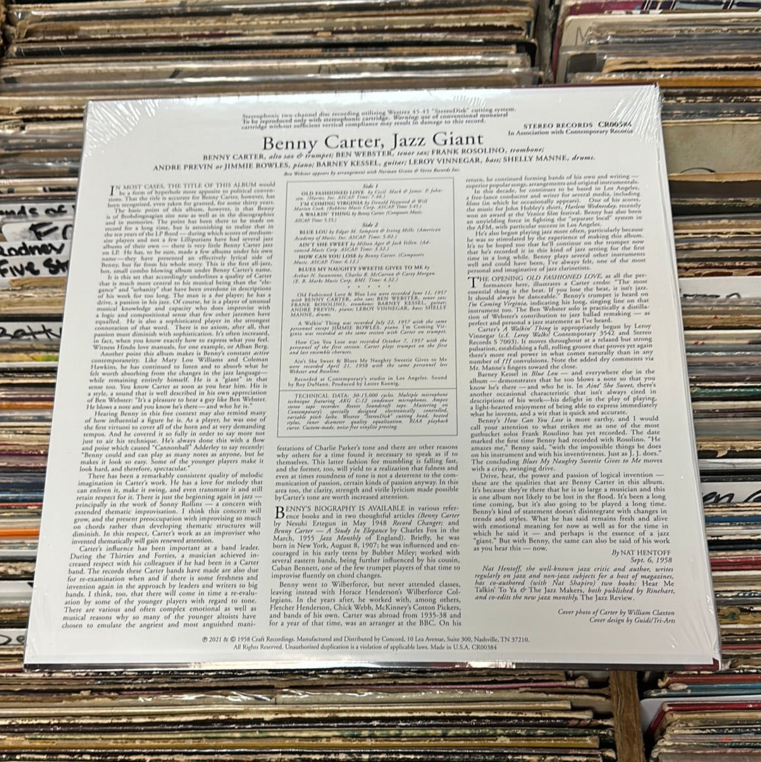 Benny Carter – Jazz Giant CR00384 180g Vinyl Lp Reissue