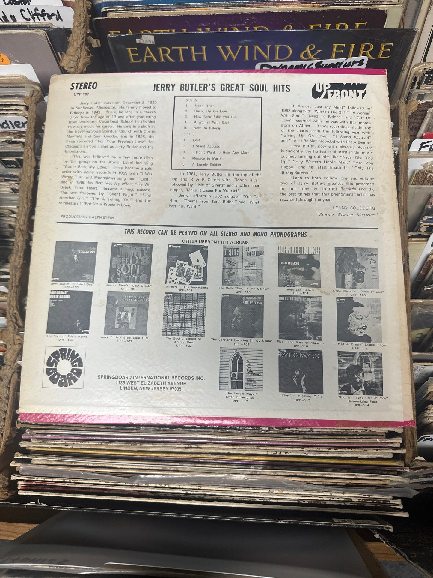 Jerry Butler – Jerry Butler's Great Soul Hits Vinyl LP UPF 107 VG/VG+