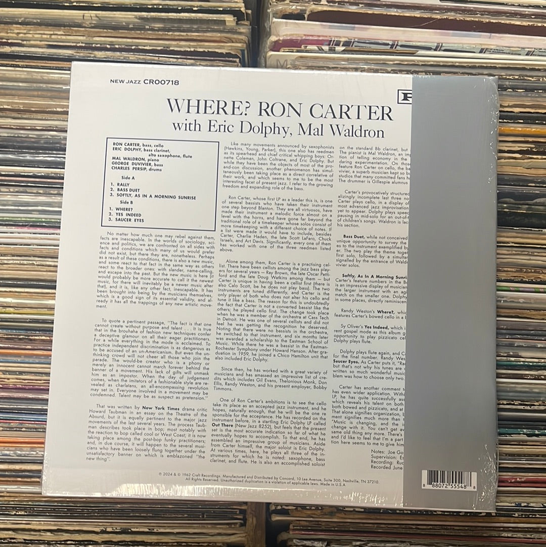 Ron Carter With Eric Dolphy, Mal Waldron – Where? 180g Vinyl LP Reissue