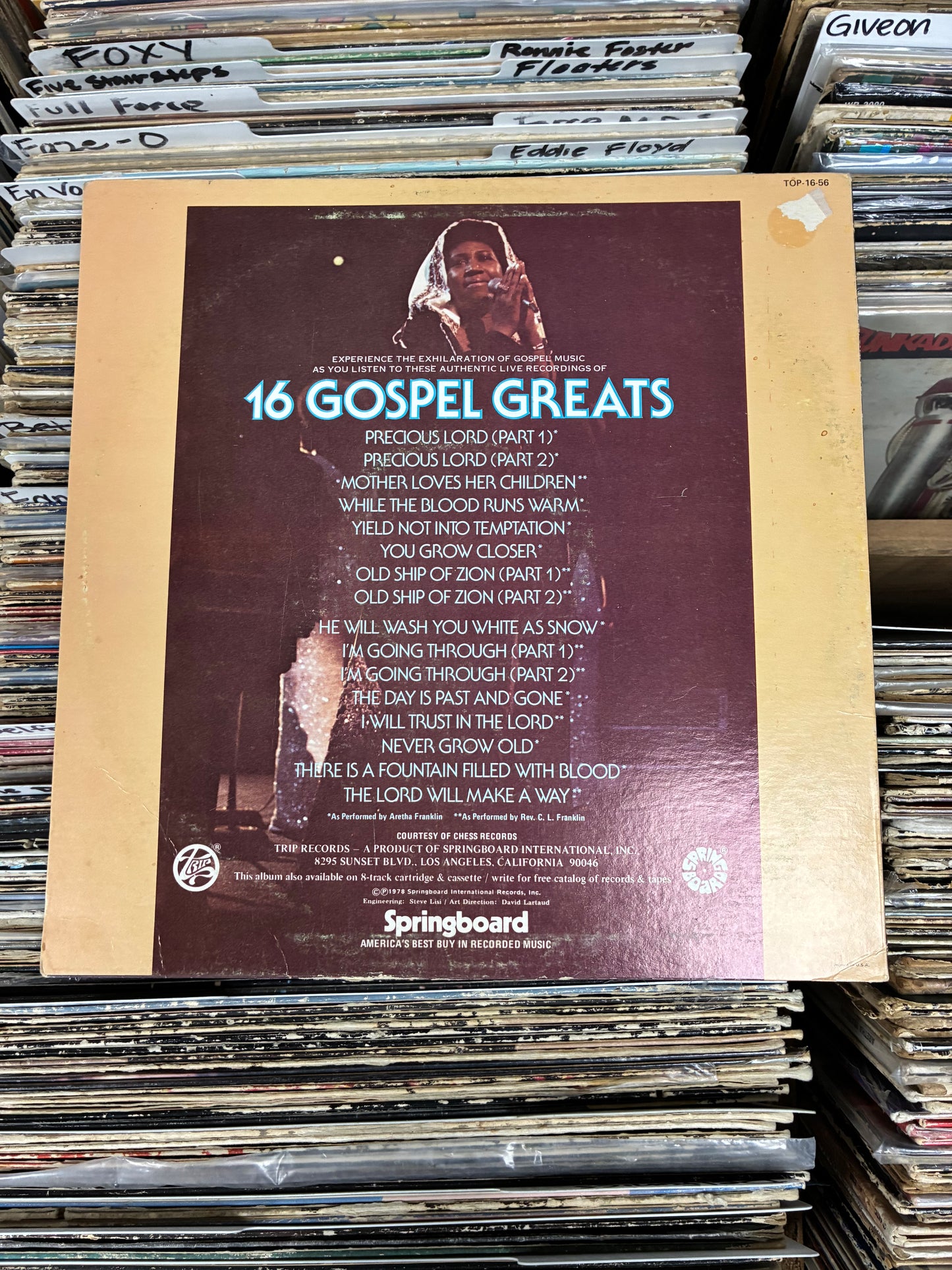 Aretha Franklin Featuring Rev. C.L. Franklin – 16 Gospel Greats Vinyl LP VG/VG