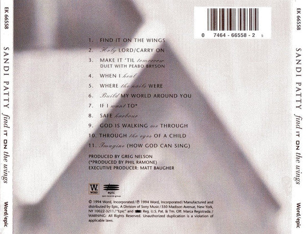 Sandi Patty – Find It On The Wings CD Mint Condition