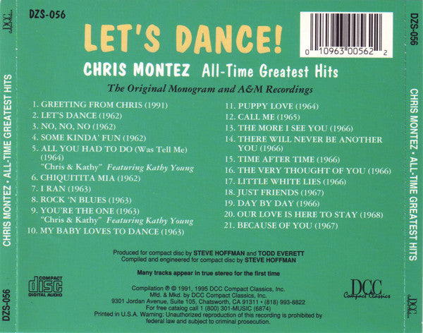 Chris Montez – Let's Dance, All-Time Greatest HIts CD VG+/VG+