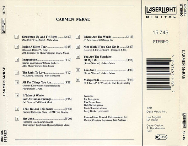Carmen McRae – Carmen McRae CD VG+/VG+