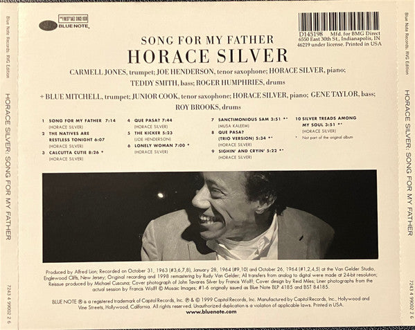 The Horace Silver Quintet – Song For My Father (Cantiga Para Meu Pai) CD Mint Condition