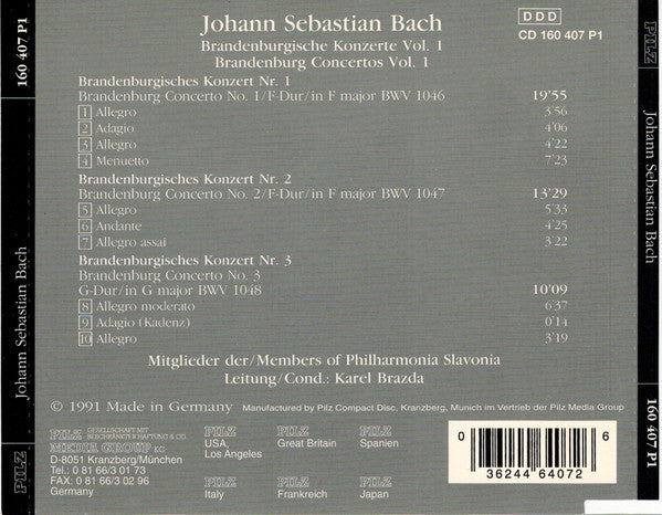 Johann Sebastian Bach – Brandenburgische Konzerte 1-3 ● Vol. 1 CD VG+/VG+
