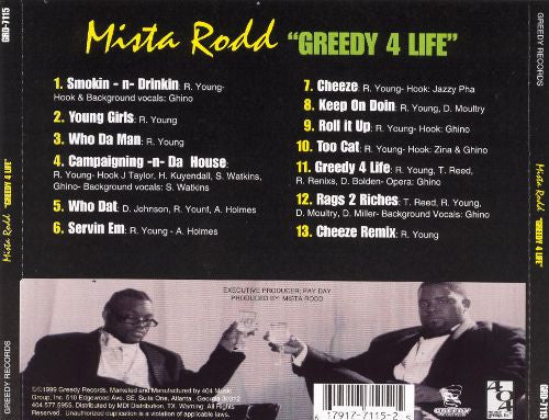 Mista Rodd – Greedy 4 Life CD Mint Condition