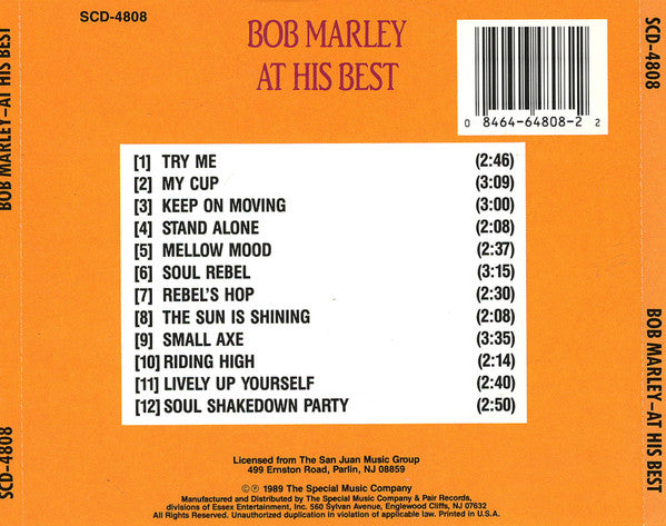 Bob Marley – At His Best CD VG+/VG+