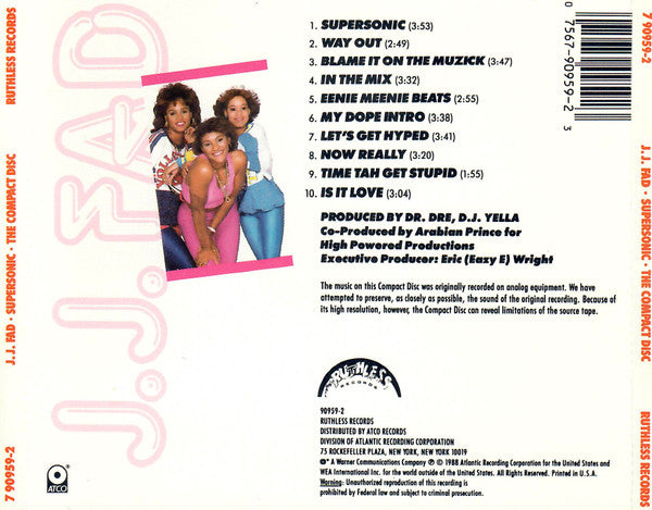 J.J. Fad – Supersonic - The Compact Disc CD 7 90959-2 Near Mint/VG+