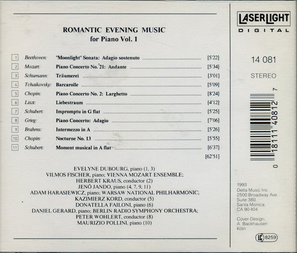 Various – Romantic Evening Music For Piano Vol. 1 CD Mint Condition