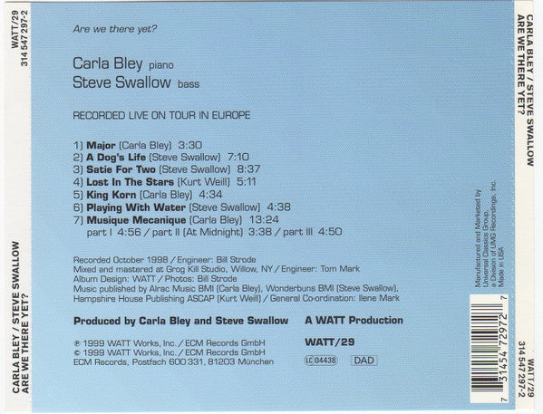 Carla Bley / Steve Swallow – Are We There Yet? CD VG+/VG+