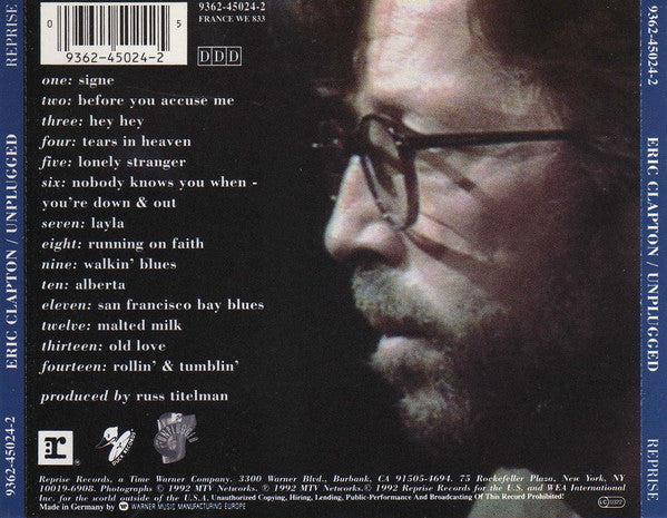 Eric Clapton – Unplugged CD VG+/VG+