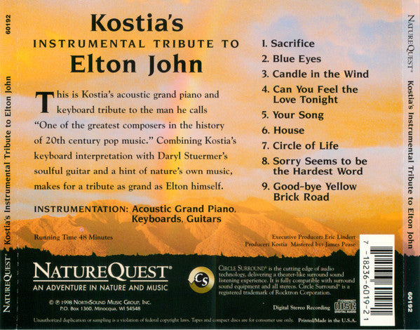 Kostia – Kostia's Instrumental Tribute To Elton John CD VG+/VG+