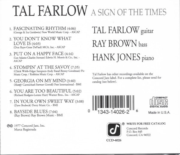 Tal Farlow – A Sign Of The Times CD VG+/VG+