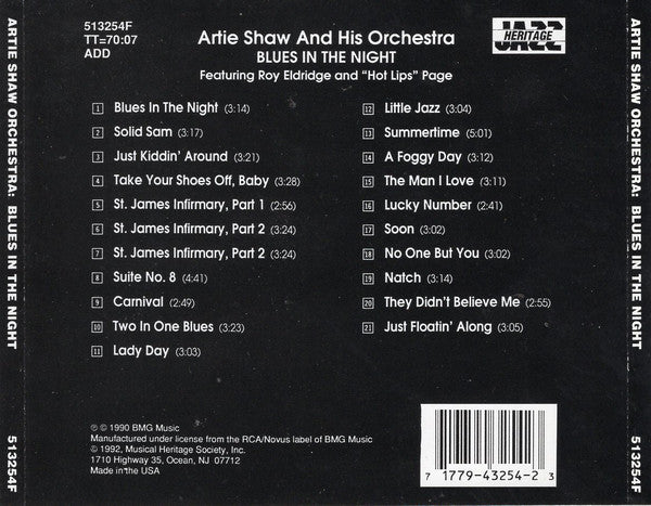 Artie Shaw And His Orchestra Featuring Roy Eldridge And "Hot Lips" Page* – Blues In The Night CD Mint Condition