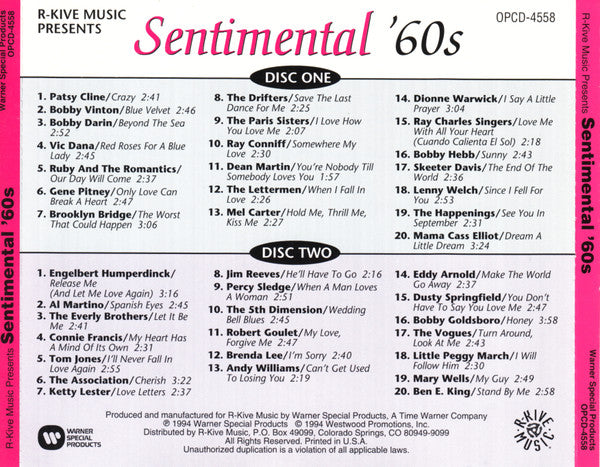 Various – Sentimental '60s 2 x CD VG+/VG+