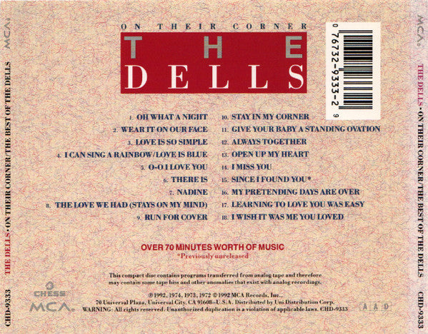 The Dells – On Their Corner / The Best Of The Dells CD VG+/VG+