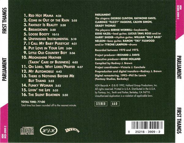 Parliament – First Thangs CD HCD-3909-2