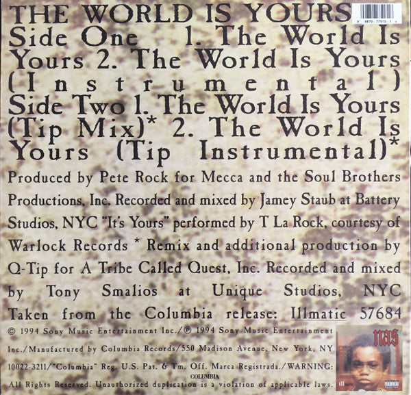 Nas – The World Is Yours CD VG+/VG+