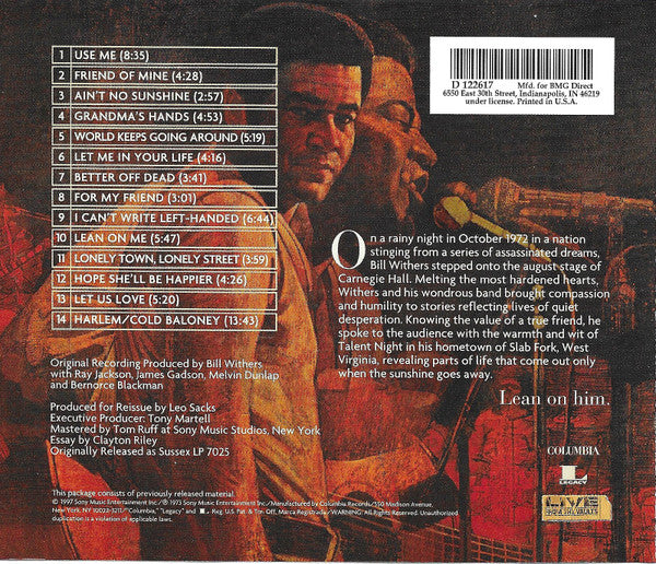 Bill Withers – Bill Withers Live At Carnegie Hall Club Edition CD