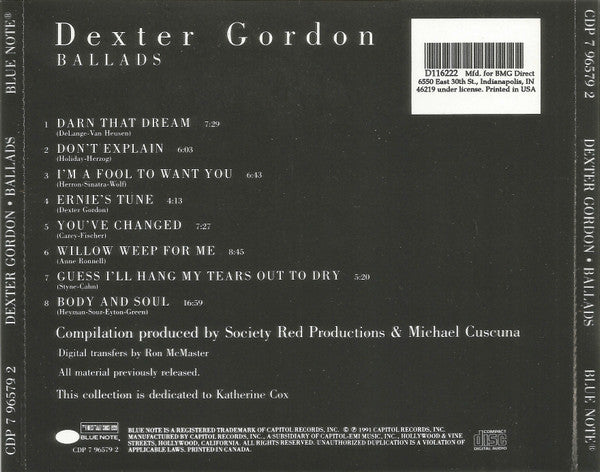 Dexter Gordon – Ballads Club Edition CD
