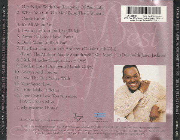 Luther Vandross – One Night With You - The Best Of Love Volume 2 CD VG+/VG+