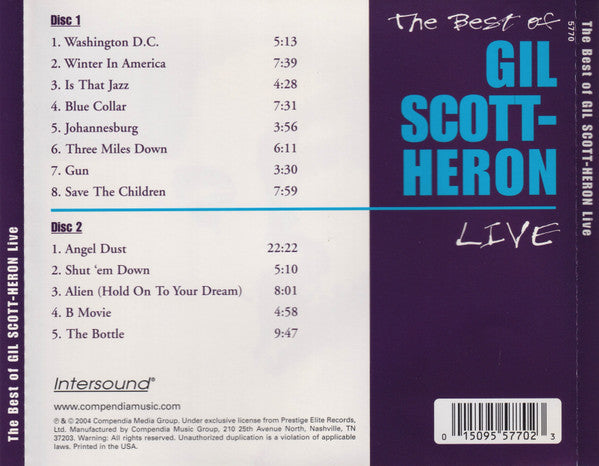 Gil Scott-Heron – The Best Of Gil Scott-Heron Live 2 x CD Mint Condition