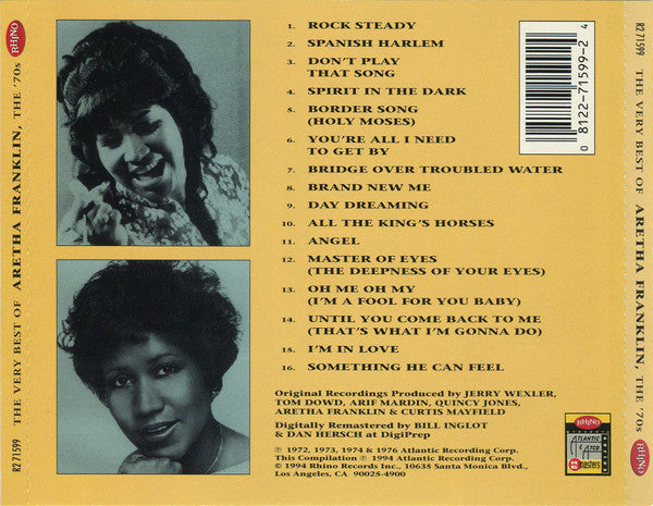 Aretha Franklin – The Very Best Of Aretha Franklin: The 70's CD VG+/VG+