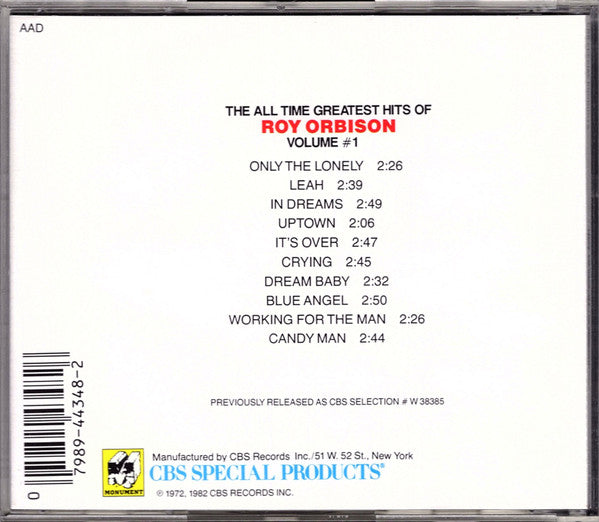 Roy Orbison – The All-Time Greatest Hits Of Roy Orbison (Volume One) CD VG+/VG+