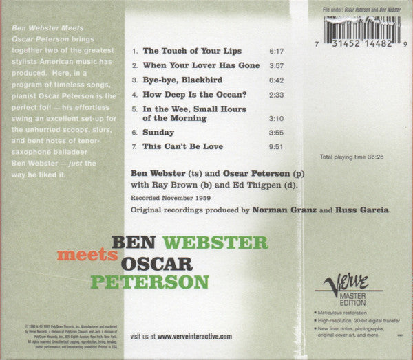 Ben Webster Meets Oscar Peterson – Ben Webster Meets Oscar Peterson CD VG+/VG+