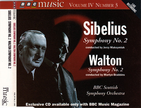 Sibelius*, Jerzy Maksymiuk / Walton*, Martyn Brabbins, BBC Scottish Symphony Orchestra – Symphony No. 2 / Symphony No. 2 CD VG+/VG+
