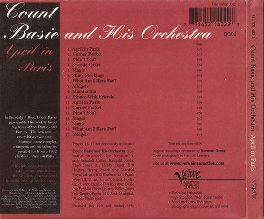 Count Basie And His Orchestra* – April In Paris Digipack CD VG+/VG+