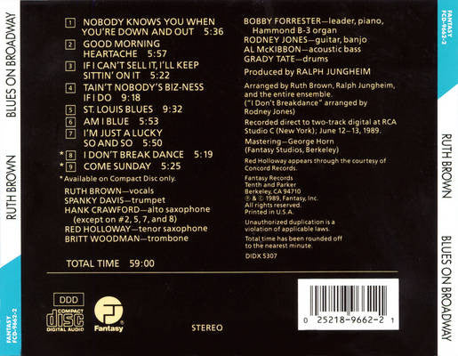 Ruth Brown – Blues On Broadway CD VG+/VG+