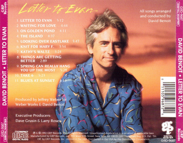 David Benoit – Letter To Evan CD VG+/VG+