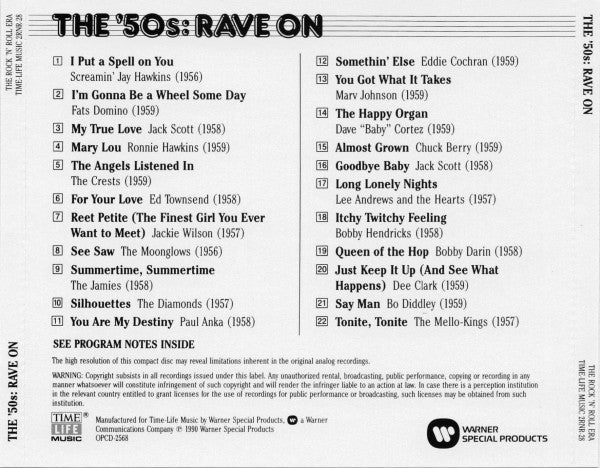 Various – The '50s: Rave On CD VG+/VG+