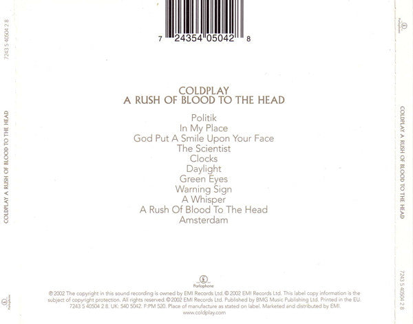 Coldplay – A Rush Of Blood To The Head CD VG+/VG+