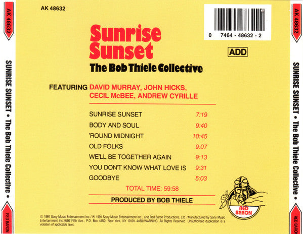 The Bob Thiele Collective Featuring David Murray, John Hicks, Cecil McBee, Andrew Cyrille – Sunrise Sunset CD VG+/VG+