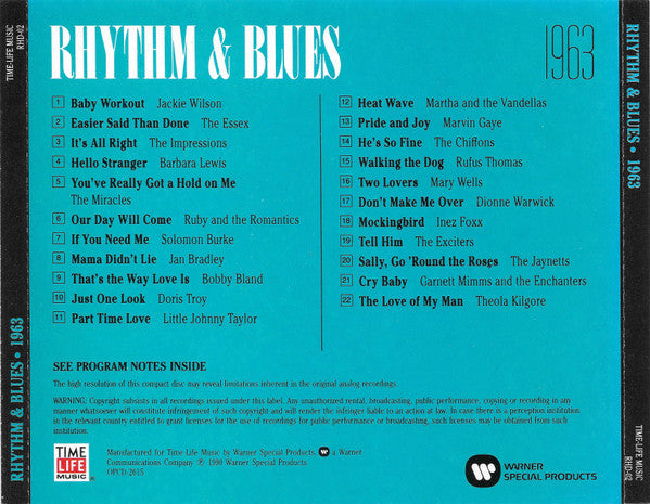 Various - Rhythm & Blues 1963 (Time Life Music, Warner Special Products) CD, Comp Mint Condition
