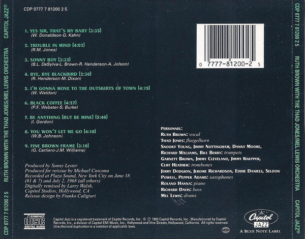 Ruth Brown With The Thad Jones / Mel Lewis Orchestra – Fine Brown Frame CD Mint Condition
