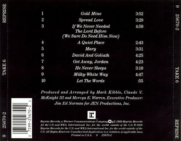 Take 6 – Take 6 CD VG+/VG+