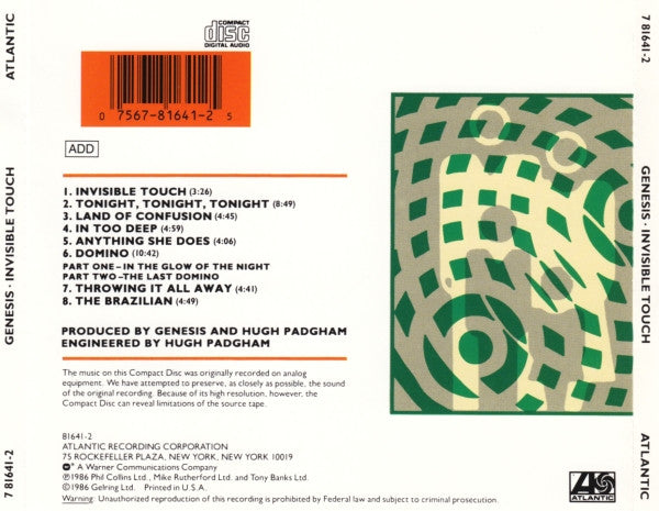 Genesis – Invisible Touch CD VG/VG