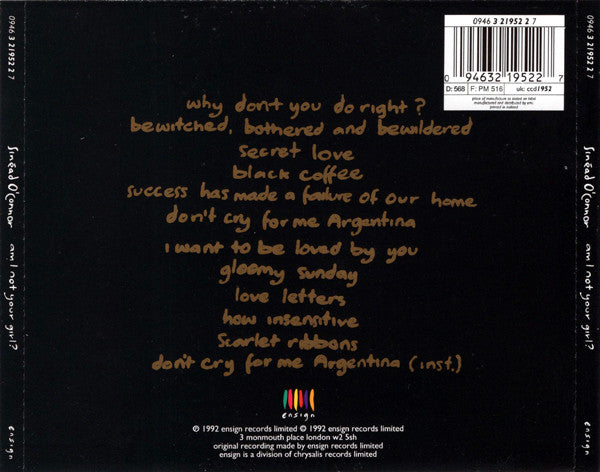Sinéad O'Connor – Am I Not Your Girl? CD Mint Condition
