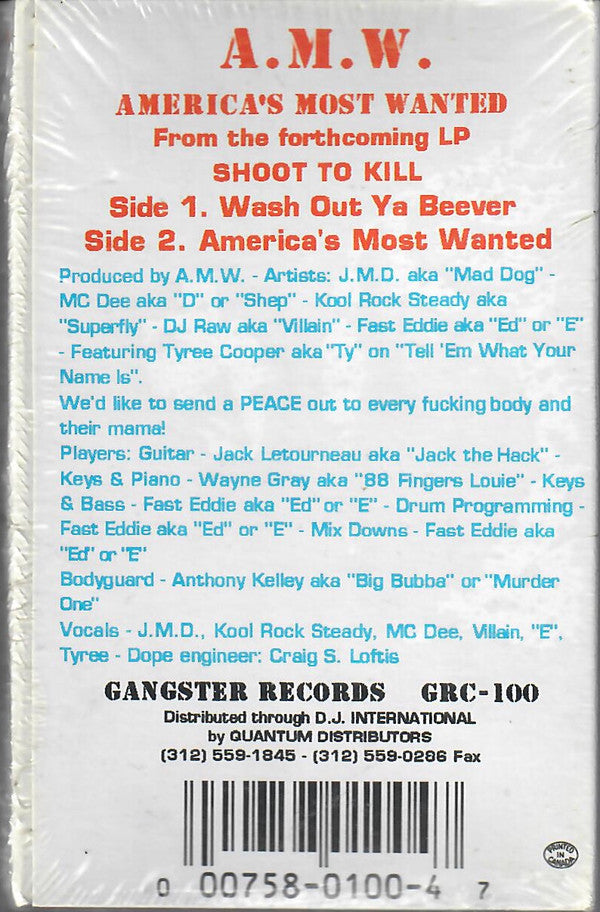 America's Most Wanted – Wash Out Ya Beever / America's Most Wanted Cassette Single