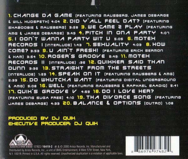 DJ Quik – Balance & Options CD Mint Condition